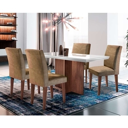 Conjunto de Mesa de Jantar Berlim I com Vidro 4 Cadeiras Grécia Animalle Chocolate e Off White Menor preço em Conjunto de Mesa de Jantar Berlim I com Vidro 4 Cadeiras Grécia Animalle Chocolate e Off White