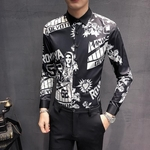 dos homens de impressão de qualidade Casual Night Club Cantor, Figurino, Blusa 4XL coreano camisa do smoking Homens Long Sleeve Slim Fit Sociais Shirts dos homens de impressão de qualidade Casual Night Club Cantor, Figurino, Blusa 4XL coreano camisa do smoking Homens Long Sleeve Slim Fit Sociais Shirts