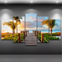 Quadro Mosaico Paisagem Praia 5 Peças 1,20x0,70cm Ref 18 é boa?