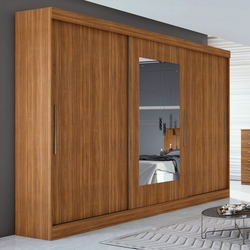 Guarda Roupa Casal com Espelho 3 Portas de Correr 4 Gavetas Montebello Móveis Lopas Rovere Menor preço em Guarda Roupa Casal com Espelho 3 Portas de Correr 4 Gavetas Montebello Móveis Lopas Rovere