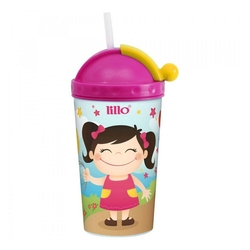 Copo com Canudo - 450 ml - Rosa - Lillo Menor preço em Copo com Canudo - 450 ml - Rosa - Lillo