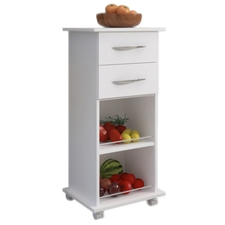 Armário Fruteira Branco c/ Rodinhas 2 Gavetas Base Cozinha Menor preço em Armário Fruteira Branco c/ Rodinhas 2 Gavetas Base Cozinha