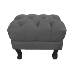 Puff Banqueta Decorativo Retrô Luis XV Suede Cinza Menor preço em Puff Banqueta Decorativo Retrô Luis XV Suede Cinza