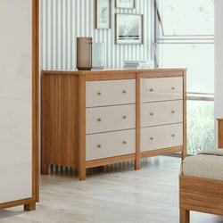 Cômoda 6 Gavetas Horizontal Maggiore New Móveis Lopas Rovere Naturale/Off White Menor preço em Cômoda 6 Gavetas Horizontal Maggiore New Móveis Lopas Rovere Naturale/Off White