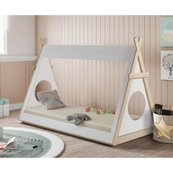 Cama Infantil Montessoriano Cabana Cherokee Natural/Branca - Casatema Menor preço em Cama Infantil Montessoriano Cabana Cherokee Natural/Branca - Casatema