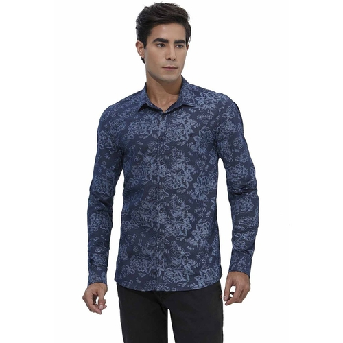 camisa social masculina branca estampada