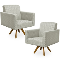 Kit 02 Poltronas Decorativas Giratória Sala de Estar Helô Geométrico Cinza - Lyam Decor é boa?