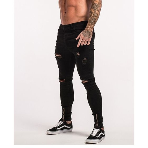 calça preta com ziper na perna masculina