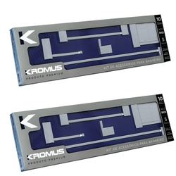 2 Kits Acessórios De Banheiro Quadratus 5 Pçs Aço Inox Q5002 Menor preço em 2 Kits Acessórios De Banheiro Quadratus 5 Pçs Aço Inox Q5002
