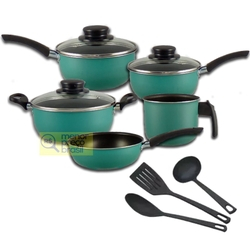 Conjunto 8 peças jogo panela antiaderente teflon com tampa de vidro Menor preço em Conjunto 8 peças jogo panela antiaderente teflon com tampa de vidro