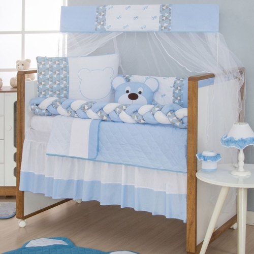 Kit Protetor De Berço Trança Urso Menino Com Saia Azul é ruim? Kit Protetor De Berço Trança Urso Menino Com Saia Azul é boa?