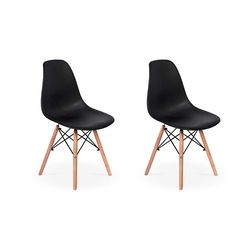Conjunto 2 Cadeiras Charles Eames Eiffel Wood Base Madeira - Preta Menor preço em Conjunto 2 Cadeiras Charles Eames Eiffel Wood Base Madeira - Preta