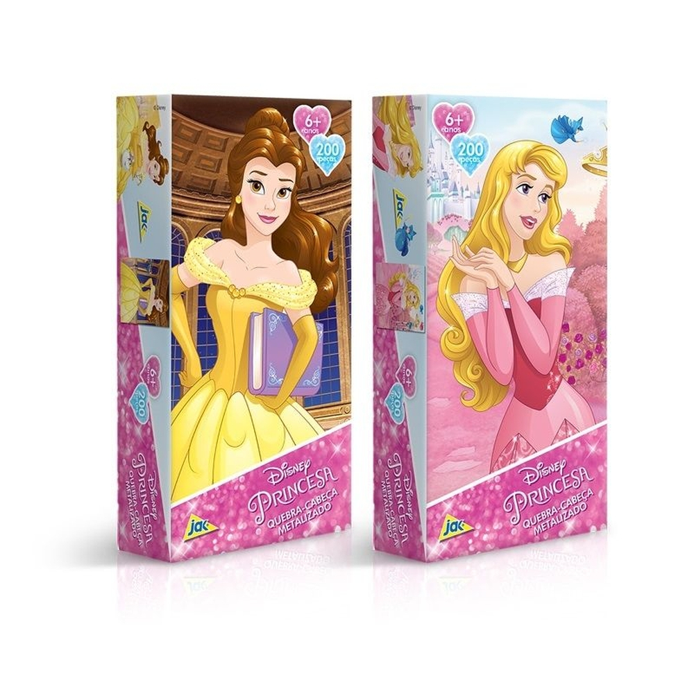 Quebra-Cabeça - Metalizado - 200 Peças - Disney - Princesa - Bela - Toyster