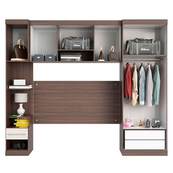 Menor preço em Guarda-Roupa Modulado 5 Portas e 3 Gavetas Star-Poliman Móveis - Amendoa / Arena