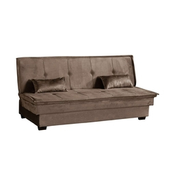 Sofá-Cama Casal 3 Lugares Kate Suede Marrom Menor preço em Sofá-Cama Casal 3 Lugares Kate Suede Marrom