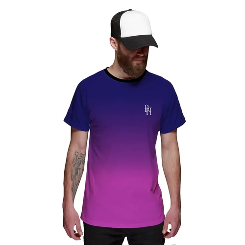 camiseta roxa com rosa