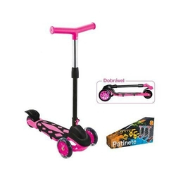 Patinete Power Infantil 3 Rodas Rosa Ajustável 40kg Meninas Dobrável Menor preço em Patinete Power Infantil 3 Rodas Rosa Ajustável 40kg Meninas Dobrável