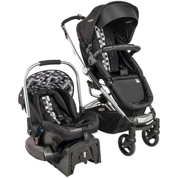 Carrinho Eclipse Preto Xadrez + Bebê Conforto Caracol + Base - Kiddo Menor preço em Carrinho Eclipse Preto Xadrez + Bebê Conforto Caracol + Base - Kiddo