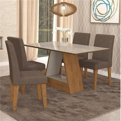 Conjunto Sala de Jantar Mesa Alana Retangular 4 Cadeiras Milena Cimol - Savana/Off White/Chocolate é boa?