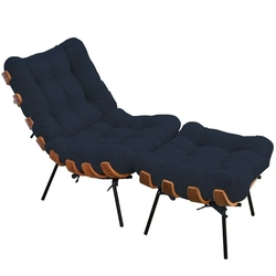 Poltrona Costela L02 com Puff Sala de Estar Suede Azul Marinho - Lyam Decor Menor preço em Poltrona Costela L02 com Puff Sala de Estar Suede Azul Marinho - Lyam Decor