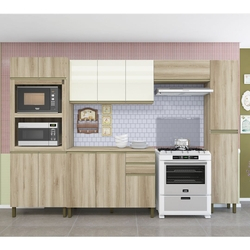 Cozinha Completa Fidelita Copenhage Modulada 5 Pecas 310 CM 12 Portas 2 Gavetas Com Tampo Castani Menor preço em Cozinha Completa Fidelita Copenhage Modulada 5 Pecas 310 CM 12 Portas 2 Gavetas Com Tampo Castani