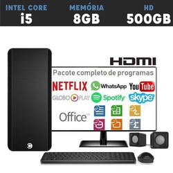Computador Desktop Completo com Monitor LED HDMI Intel Core i5 8GB HD 500GB com caixas de som mouse e teclado EasyPC Standard Plus Menor preço em Computador Desktop Completo com Monitor LED HDMI Intel Core i5 8GB HD 500GB com caixas de som mouse e teclado EasyPC Standard Plus