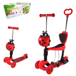 Patinete Joaninha 2 Em 1 Vermelho Com 3 Rodas E Cestinha + Luz Menor preço em Patinete Joaninha 2 Em 1 Vermelho Com 3 Rodas E Cestinha + Luz