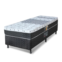 Cama box + Colchão Solteiro Castor molas Bonnel Class One Face preto e branco 88 Menor preço em Cama box + Colchão Solteiro Castor molas Bonnel Class One Face preto e branco 88