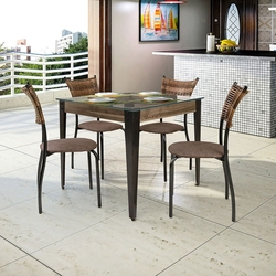 Conjunto Mesa Vidro 90X90 Com 4 Cadeiras Md05 CGLMS Menor preço em Conjunto Mesa Vidro 90X90 Com 4 Cadeiras Md05 CGLMS
