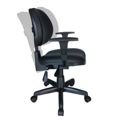 Cadeira de Escritório Back System Com Braços Reguláveis - Corino Preto - MARTIFLEX Menor preço em Cadeira de Escritório Back System Com Braços Reguláveis - Corino Preto - MARTIFLEX