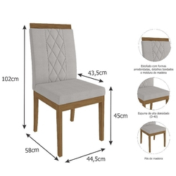 Menor preço em Conjunto de Mesa para Sala de Jantar Daiana com 6 Cadeiras Alice-Cimol - Madeira / Offwhite / Aspen