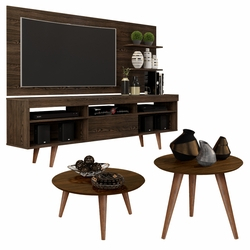 Conjunto Sala com Rack e Painel Linea / Mesa de Centro e Lateral Cissa - Freijó - RPM Móveis Menor preço em Conjunto Sala com Rack e Painel Linea / Mesa de Centro e Lateral Cissa - Freijó - RPM Móveis