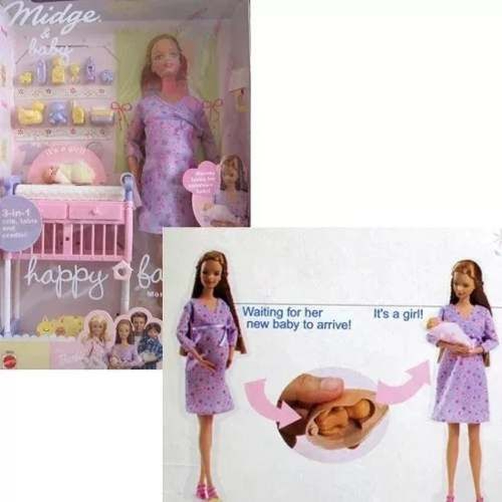 Boneca Barbie Grávida Midge Baby Família Feliz Vintage Top em