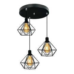 Conjunto Lustre Pendente Diamante Triplo Aramado E27 Preto é boa?