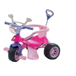 Triciclo Super Cross Rosa com Empurrador Biemme Menor preço em Triciclo Super Cross Rosa com Empurrador Biemme