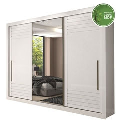 Guarda Roupa Casal 3 portas de correr com espelho Vitória Panan Branco Menor preço em Guarda Roupa Casal 3 portas de correr com espelho Vitória Panan Branco