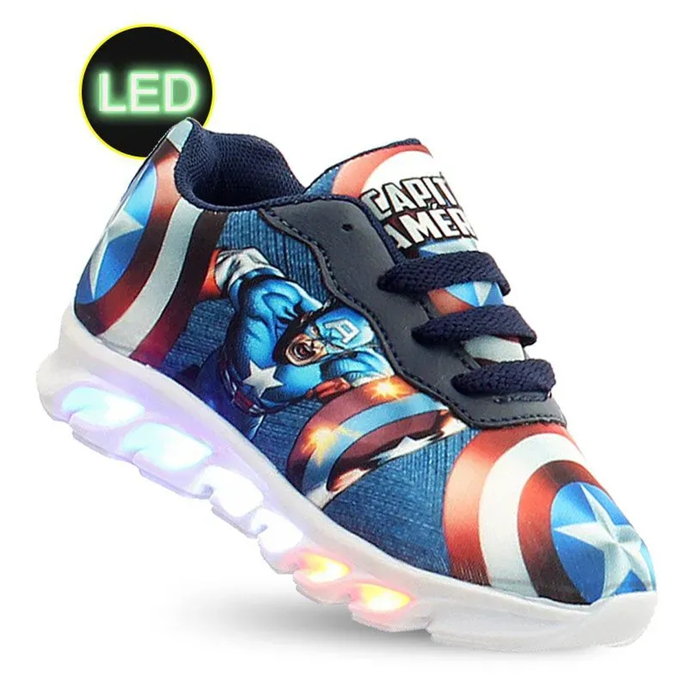 tenis led infantil capitao america