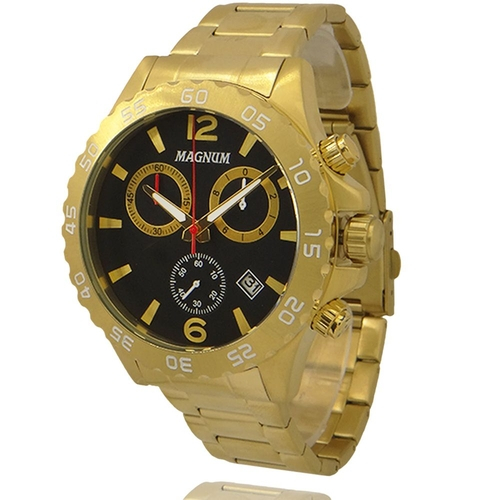 Relógio Magnum Automático Masculino Dourado Ouro 2 anos de garantia  MA33979H