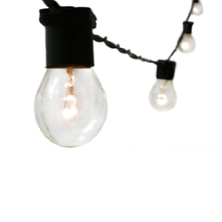 Menor preço em Gambiarra- Varal de Luzes 40mts Preto Com Lâmpada Transparente 15w 220V