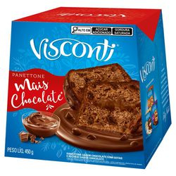 Panettone Mais Chocolate Recheio Chocolate 450g - Visconti Menor preço em Panettone Mais Chocolate Recheio Chocolate 450g - Visconti