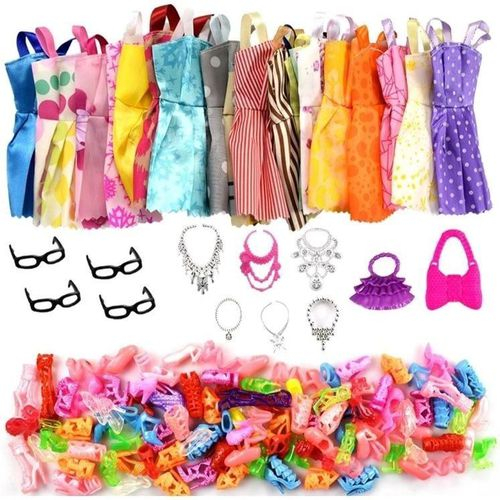 Kit 32 Peças, Roupas e Acessórios para Bonecas Barbie e outros