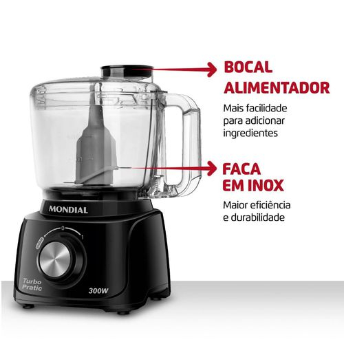 Mini Processador Turbo Pratic Mondial MP16B Preto em Promoção na Americanas