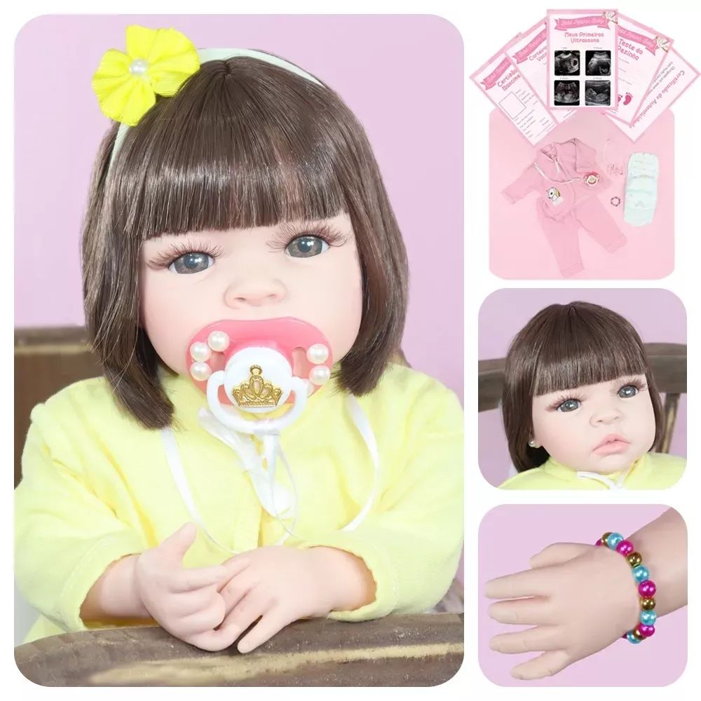 Boneca Reborn Realista Princesa Americana - Corpo inteiro de Silicone 45cm