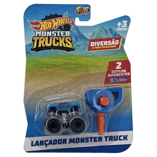 Carrinho Hot Wheels com Mini Lançador Moster Truck em Carrinho Hot Wheels com Mini Lançador Moster Truck em