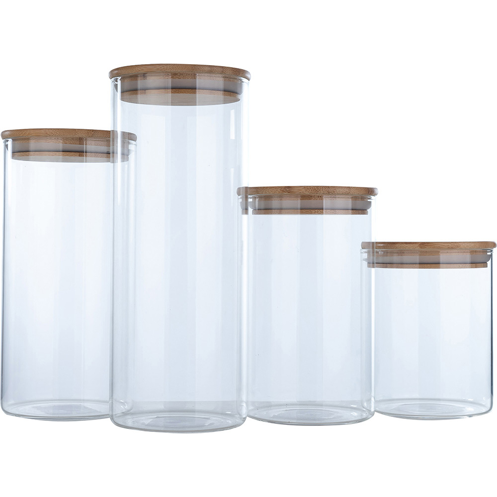[70% de Cashback] Conjunto de Potes de Vidro 4 Peças 700 mL / 1000 mL / 1300 mL / 1700 mL - Casual Home