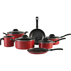 Conjunto de Panelas Garlic 7 Peças Vermelho - Brinox Menor preço em Conjunto de Panelas Garlic 7 Peças Vermelho - Brinox