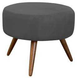 Puff Puf Decorativo Lavínia Redondo Suede Cinza Pés Palito Madeira Mz Decor Menor preço em Puff Puf Decorativo Lavínia Redondo Suede Cinza Pés Palito Madeira Mz Decor