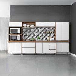 Cozinha Modulada Sabrina com Balcão Paneleiro Torre Sabrina 360x202 Cm 6 Peças mdp Branco menu Menor preço em Cozinha Modulada Sabrina com Balcão Paneleiro Torre Sabrina 360x202 Cm 6 Peças mdp Branco menu