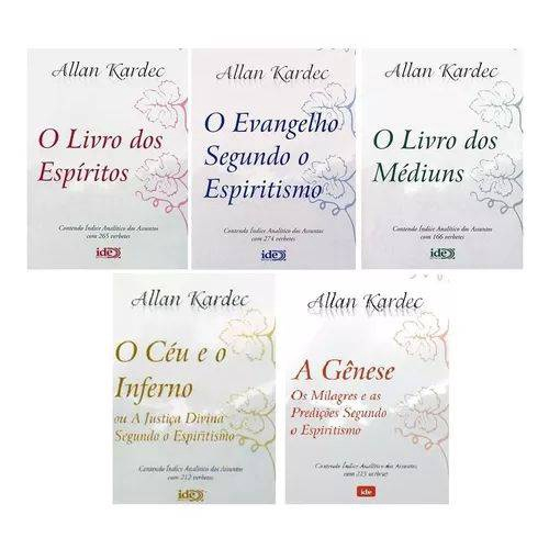 Kit Allan Kardec 5 Livro Espíritos Evangelho Segundo O Espiritismo ...