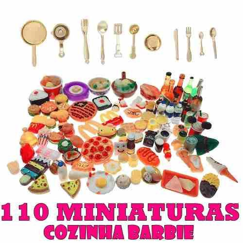 110 Miniaturas Comida Panelas Cozinha p/ Boneca Barbie Top em